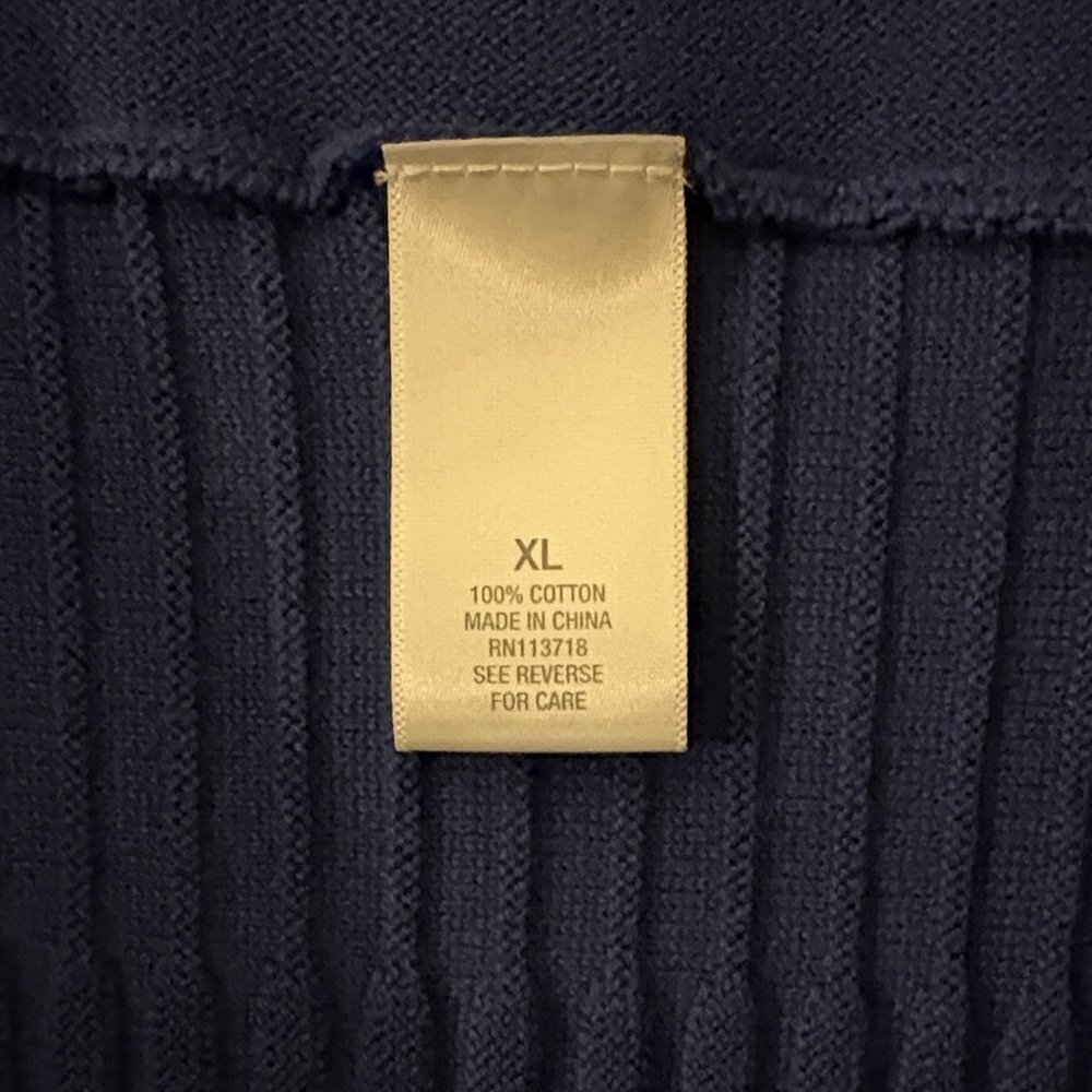Navy Blue Cropped Ribbed Cardigan - Picture 4 of 6